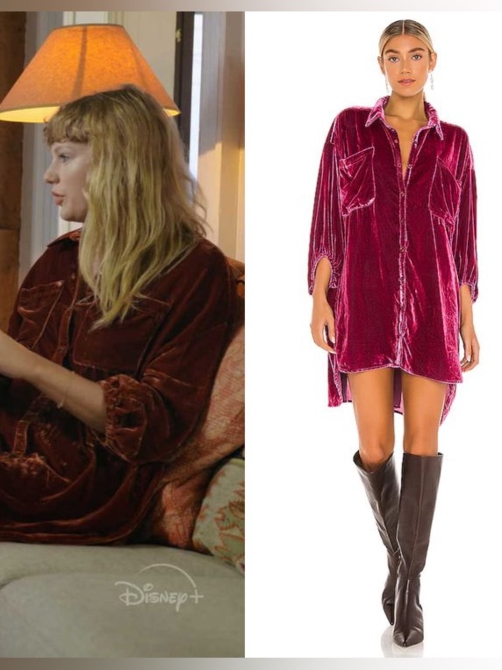 Free People Lux Velvet Shirt Dress in
Fairytale. Size Small.